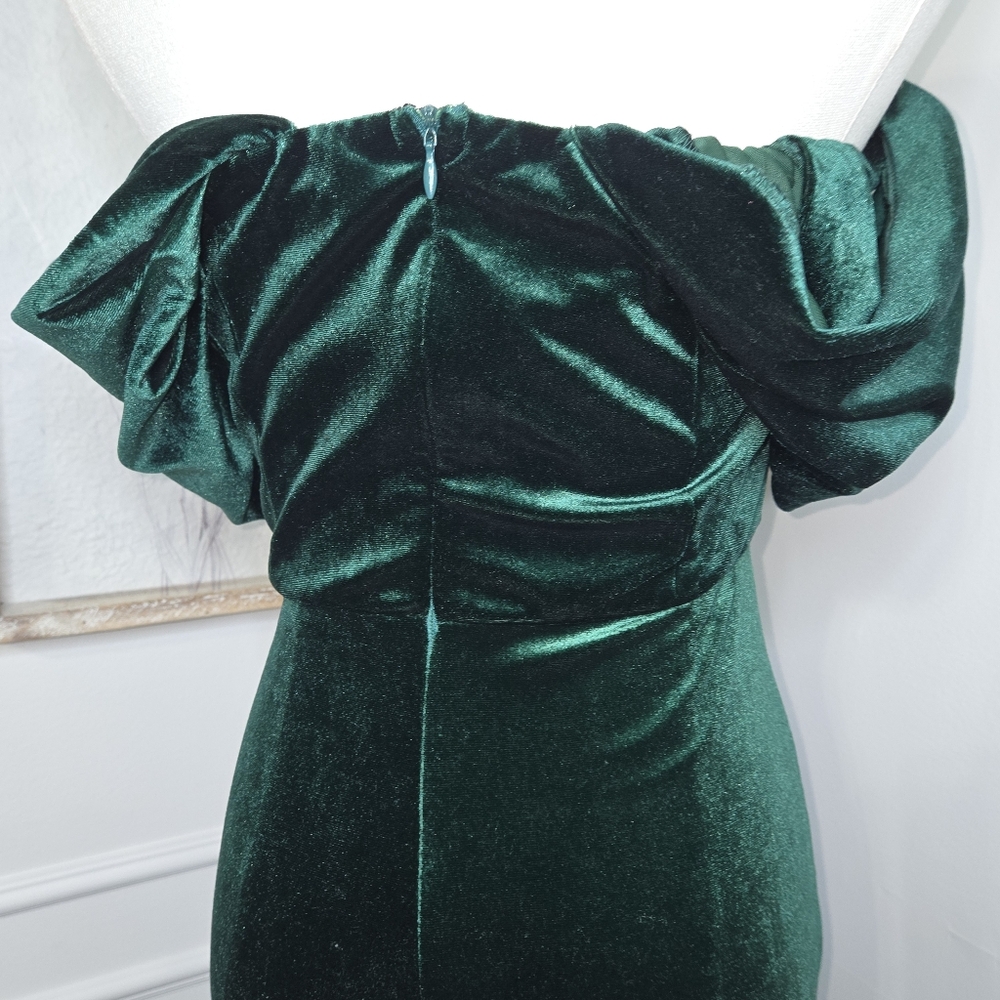 Luxurious Strapless Dark Green Velvet Gown - Picture 11 of 11
